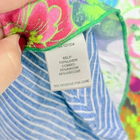 John Mark Striped Embroidered Floral Blouse Women’s Size Small - Picture 4 of 4